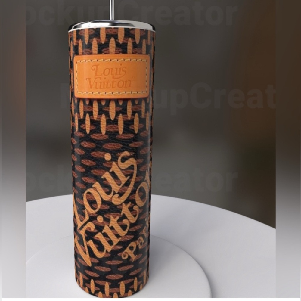 Fashion Black and Brown Patterned Tumbler cone with straw and box